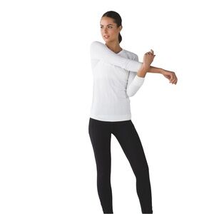 Lululemon White Texture Long Sleeve Active Work Out Yoga Top Size M/L